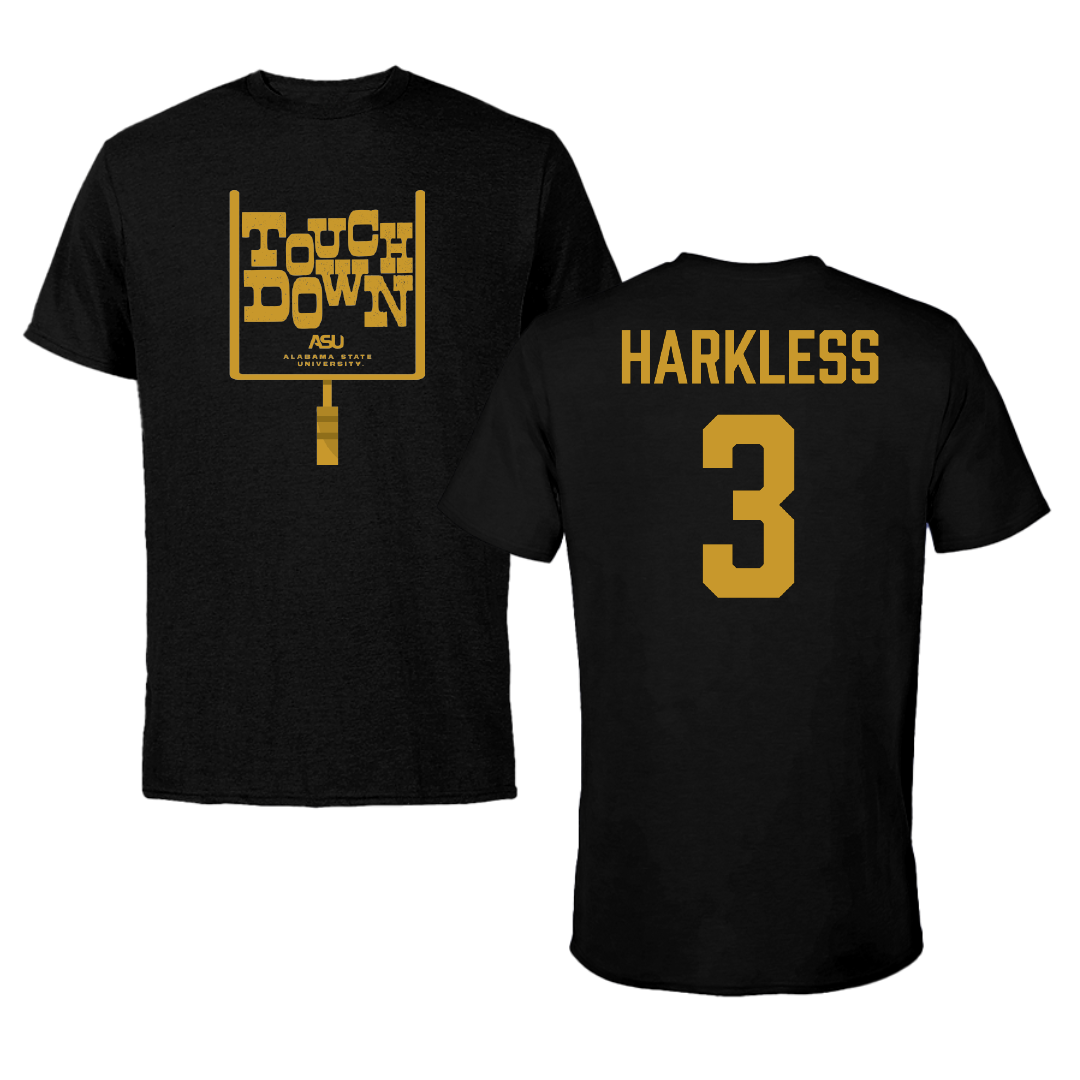 Alabama State University Football Black Touchdown Tee - #3 Luke Harkless