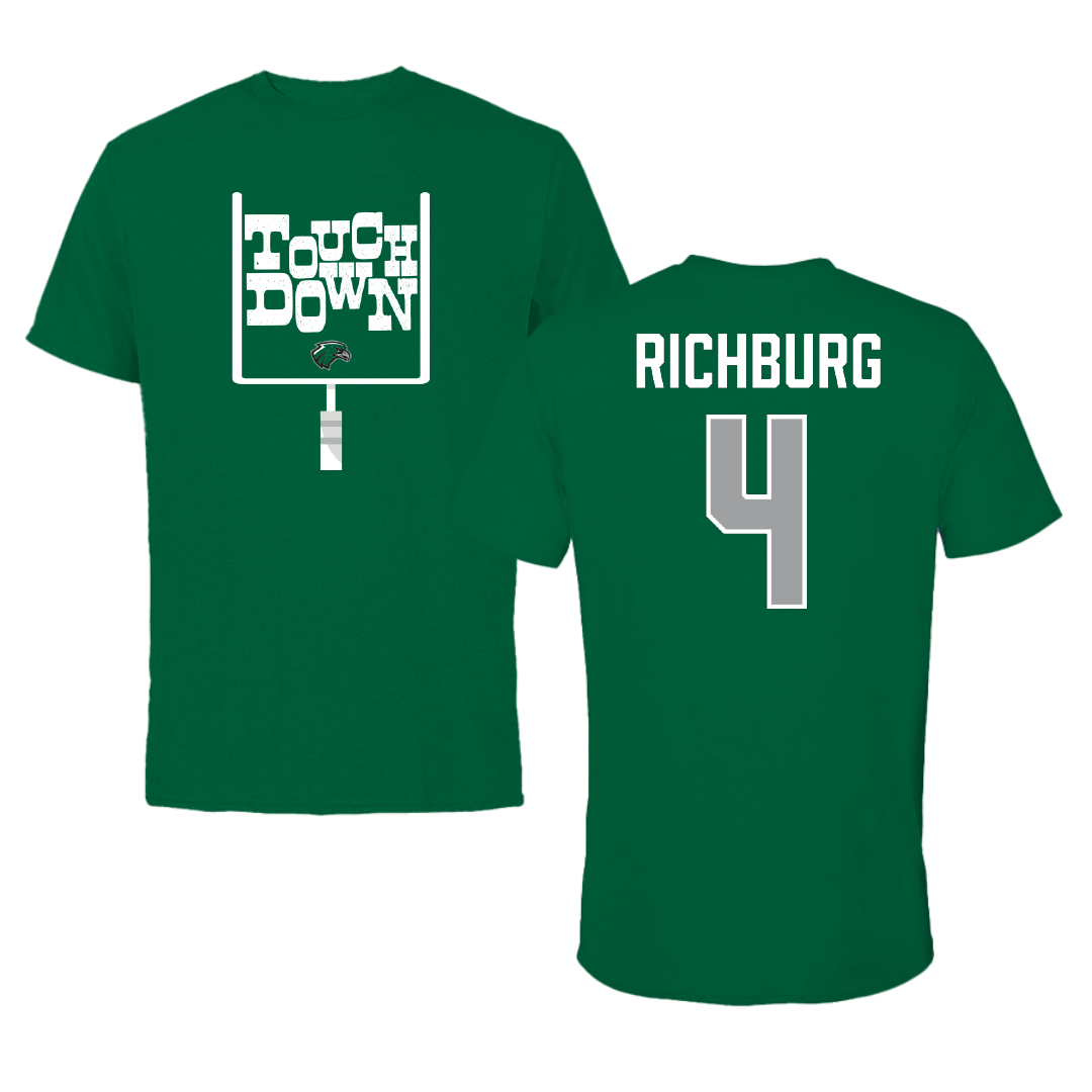 Northeastern State University Football Green Touchdown Performance Tee - #4 Jordan Richburg