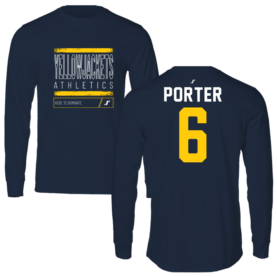 Graceland University Soccer Navy Dominate Long Sleeve - #6 Lucas Porter