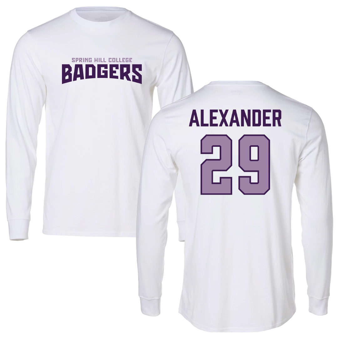 Spring Hill College Soccer (M) White Classic Performance Long Sleeve - #29 Hudson Alexander