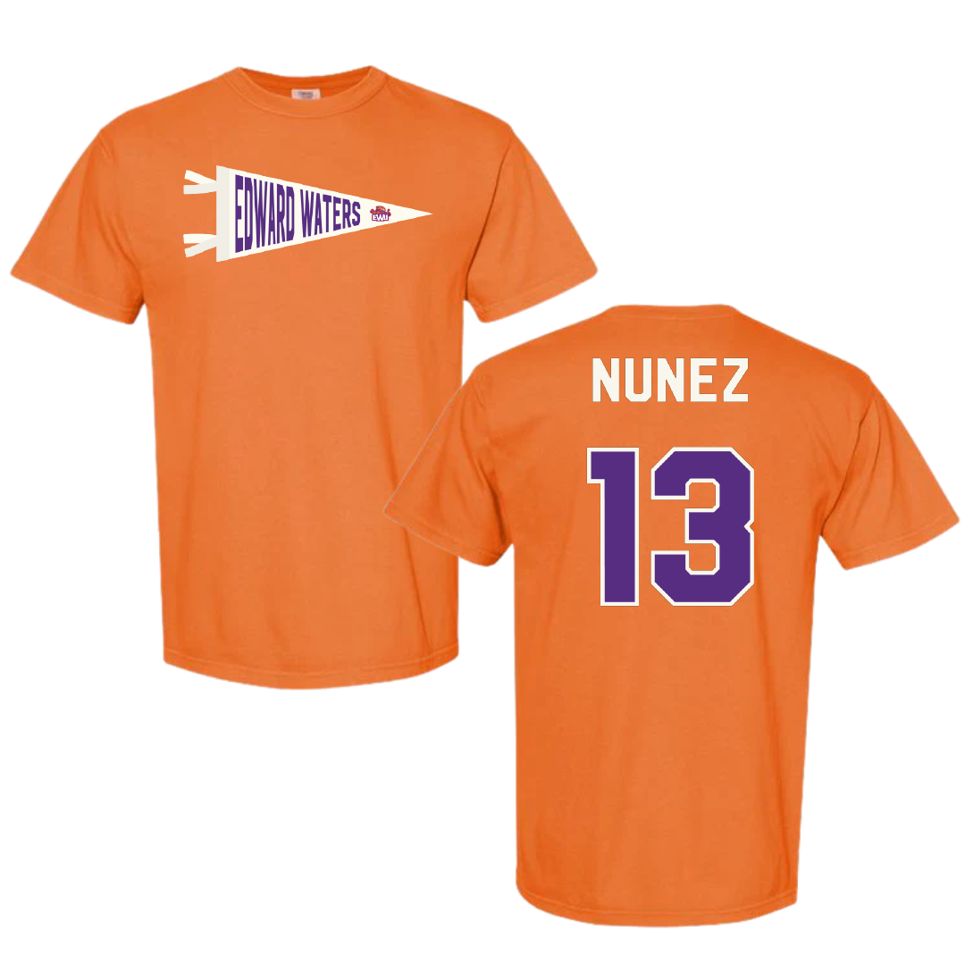 Edward Waters University Baseball Orange Pennant Comfort Colors Tee - #13 Luis Nunez