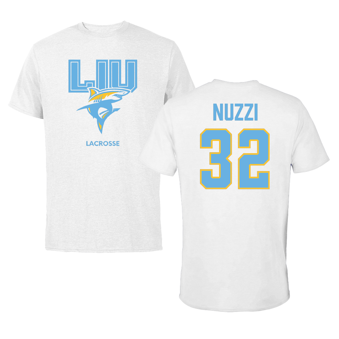 Long Island University Lacrosse (W) White Tee - #32 Alexa Nuzzi