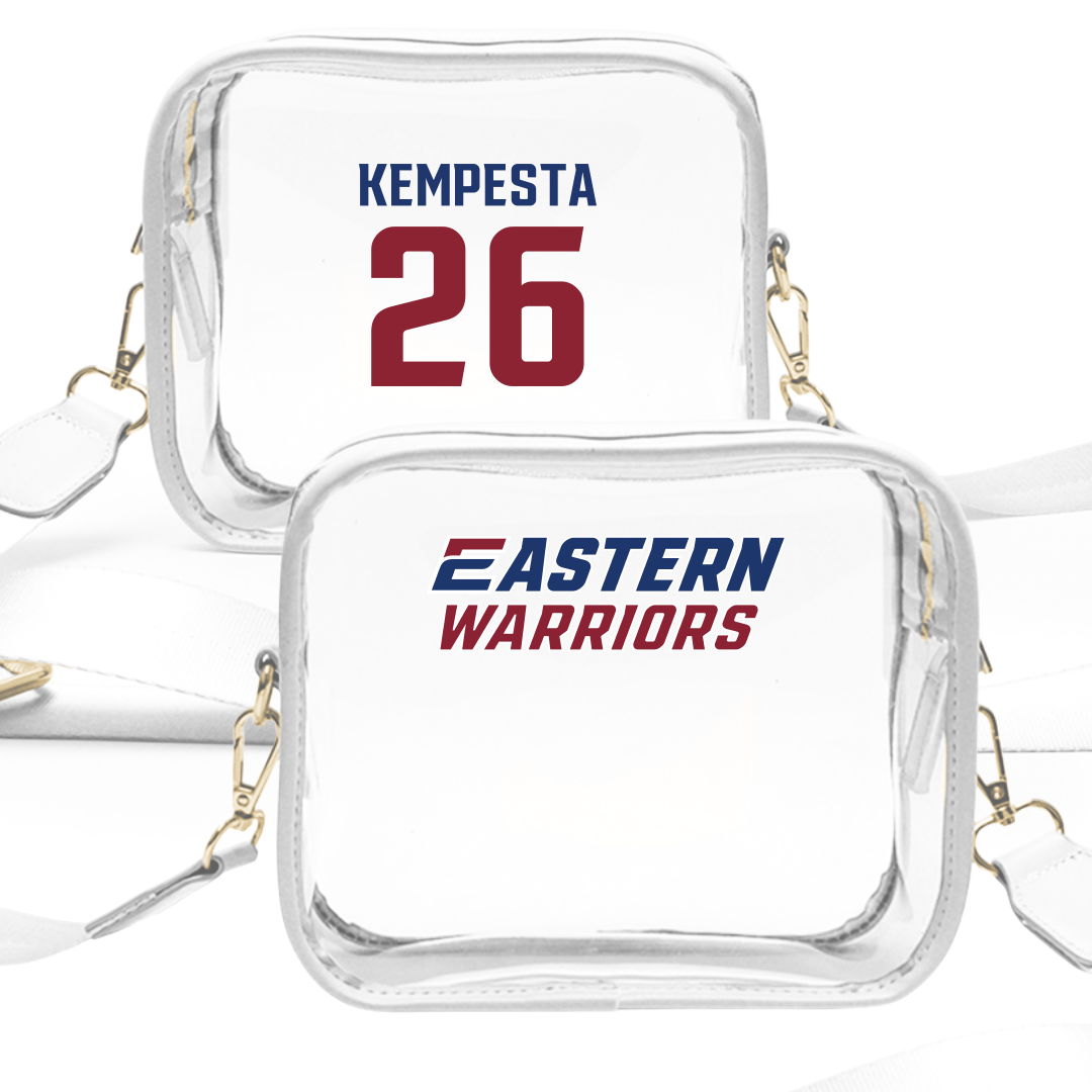 Eastern Connecticut State University Baseball White Clear Stadium Bag - #26 Ayden Kempesta