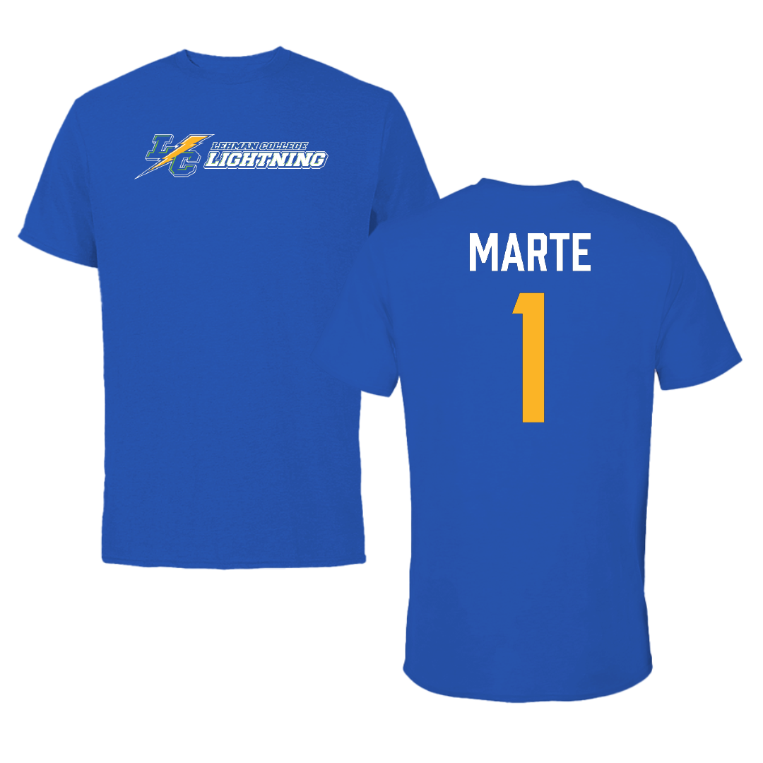 Lehman College Basketball (M) Blue Lightning Performance Tee - #1 Zay Marte