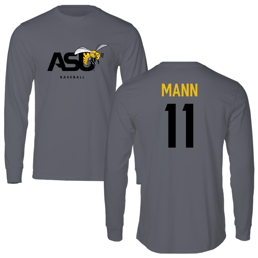 Alabama State University Baseball Dark Gray Long Sleeve - #11 Skywalker Mann