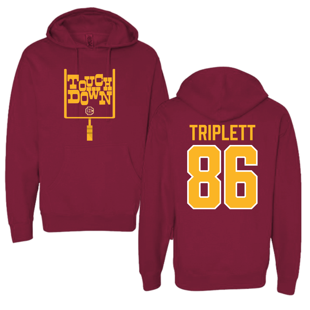 Bethune-Cookman University Football Maroon Touchdown Hoodie - #86 Eric Triplett