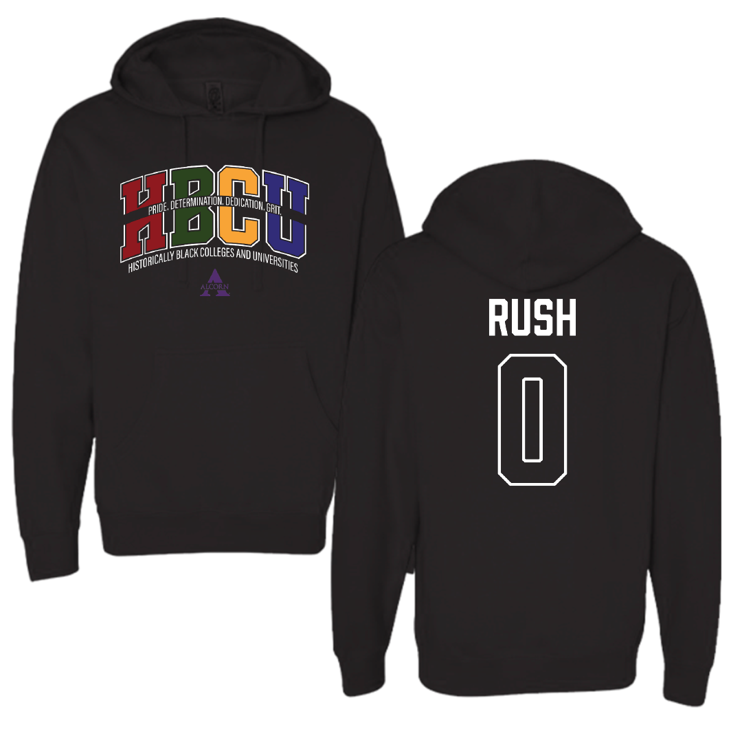 Alcorn State University Football Black HBCU Hoodie - #0 Jarvis Rush