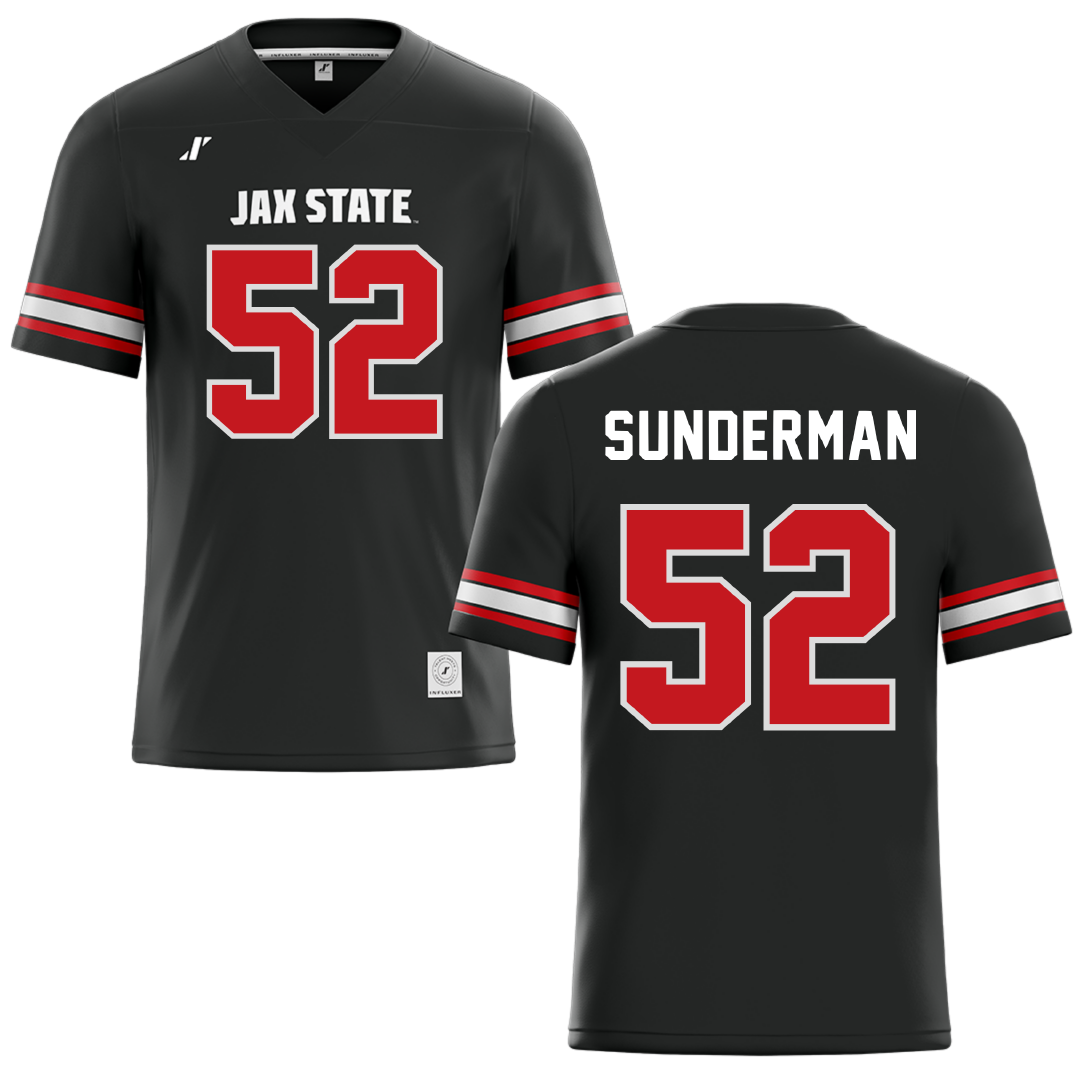 Jacksonville State University Black Football Jersey - #52 Maddox Sunderman