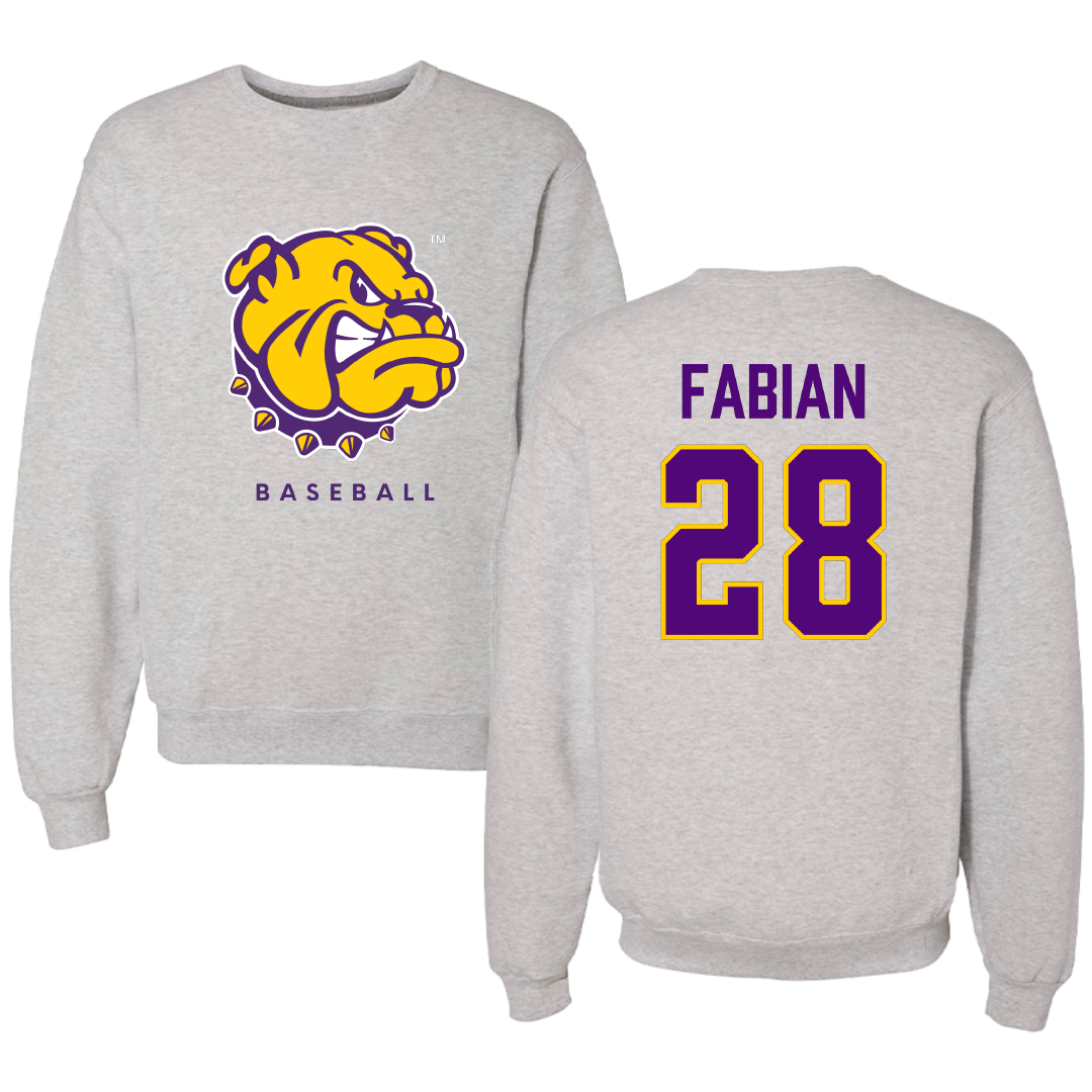 Western Illinois University Baseball Gray Crewneck - #28 JT Fabian