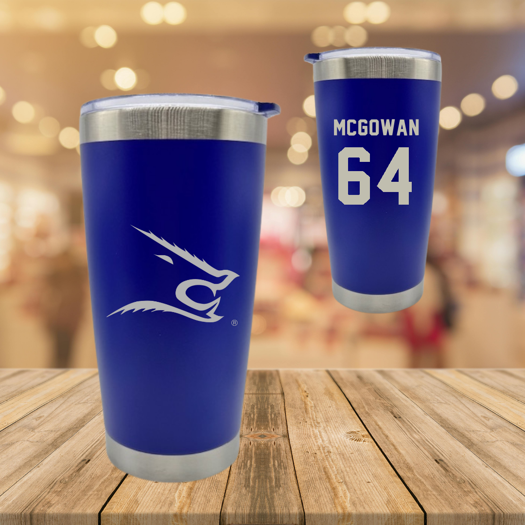 Texas A&M University-Kingsville Football Blue Stainless Steel Tumbler - #64 Kevaughnte McGowan