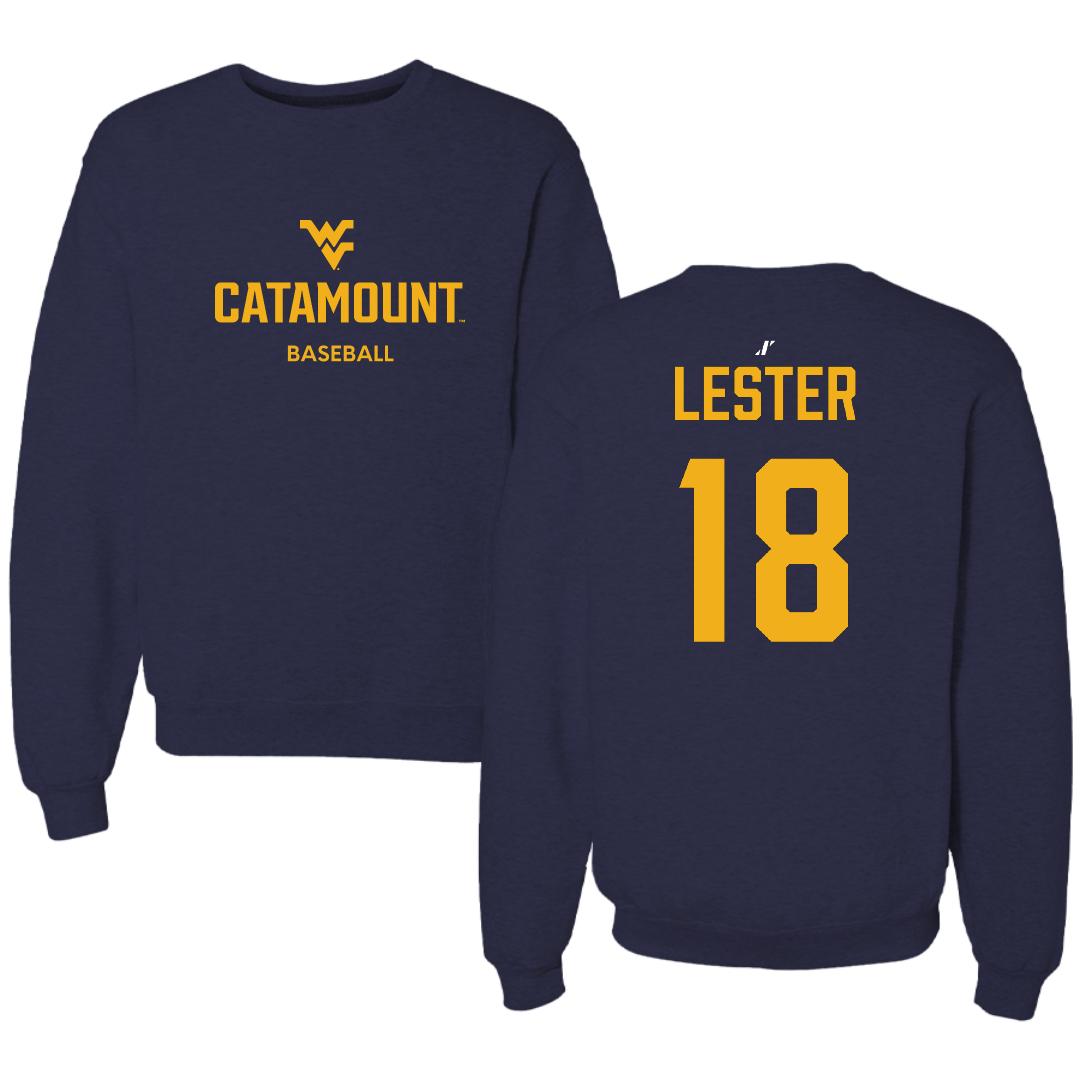 Potomac State College Baseball Navy Crewneck - #18 Jayden Lester