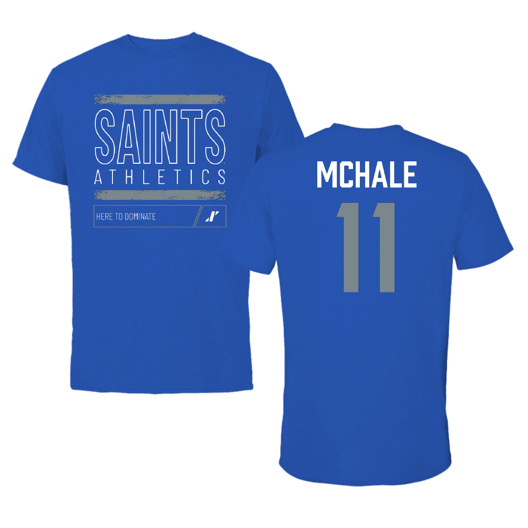 Thomas More University Basketball Blue Dominate Performance Tee - #11 Colin McHale