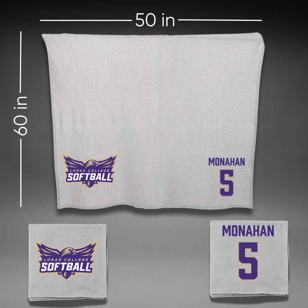 Loras College Softball Gray Blanket - #5 Emily Monahan