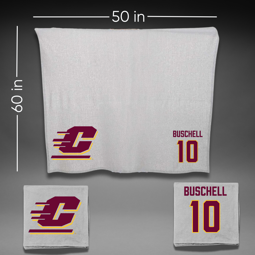 Central Michigan University Basketball Gray Blanket - #10 Rylan Buschell