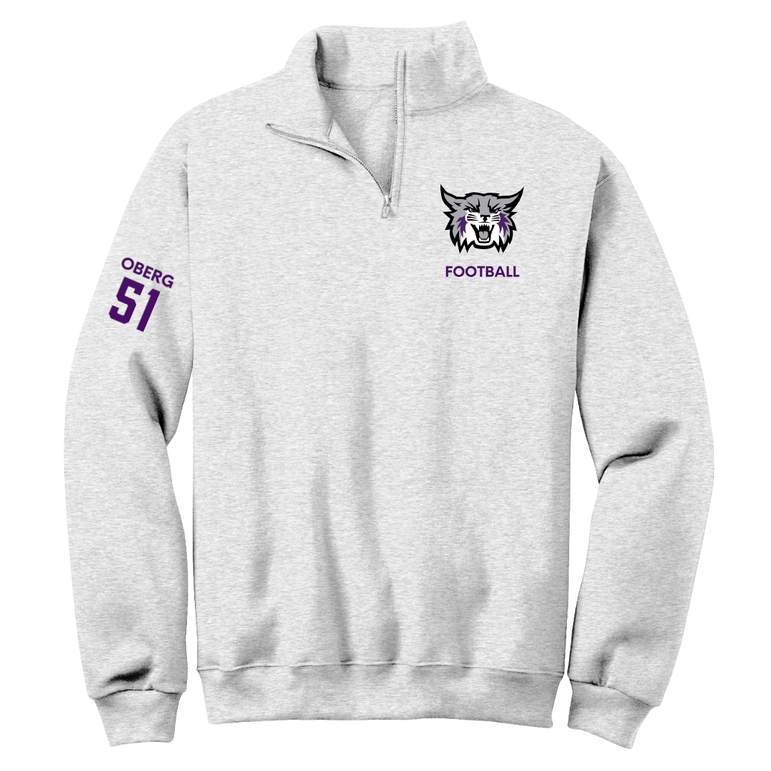 Weber State University Football Light Gray Quarter-Zip - #51 Ashden Oberg