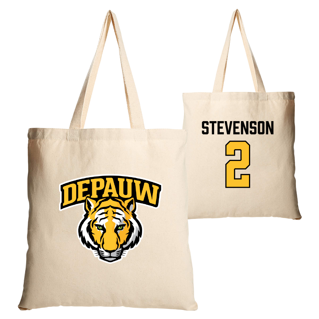 DePauw University Basketball Tan Canvas Tote Bag - #2 Reph Stevenson