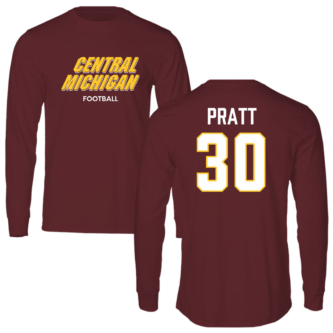 Central Michigan University Football Maroon Long Sleeve - #30 Ben Pratt
