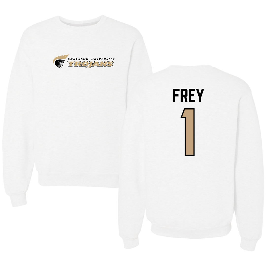 Anderson University (South Carolina) Soccer White Crewneck - #1 Arriel Frey