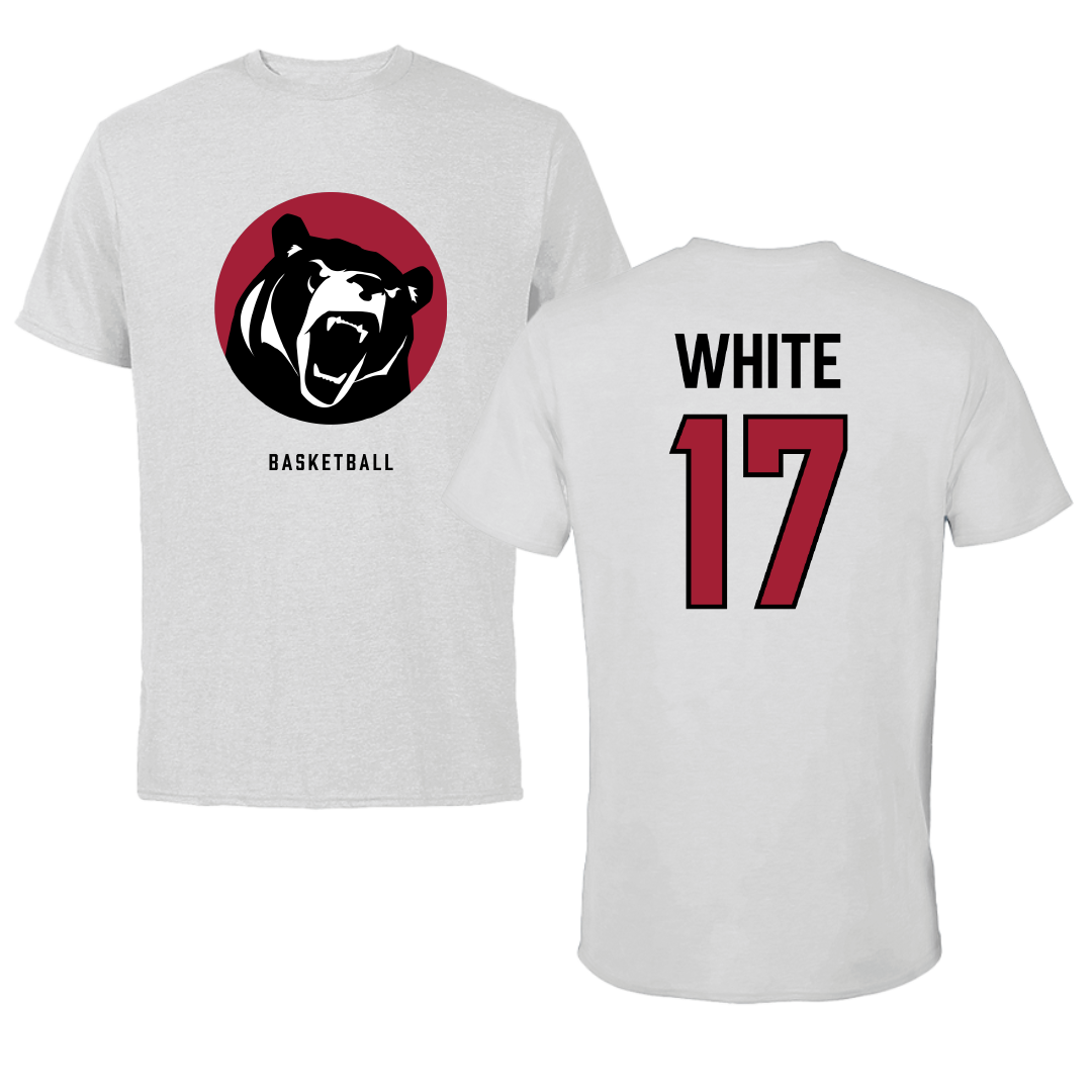 Lenoir-Rhyne University Basketball (M) Light Gray Performance Tee - #17 Clayton White