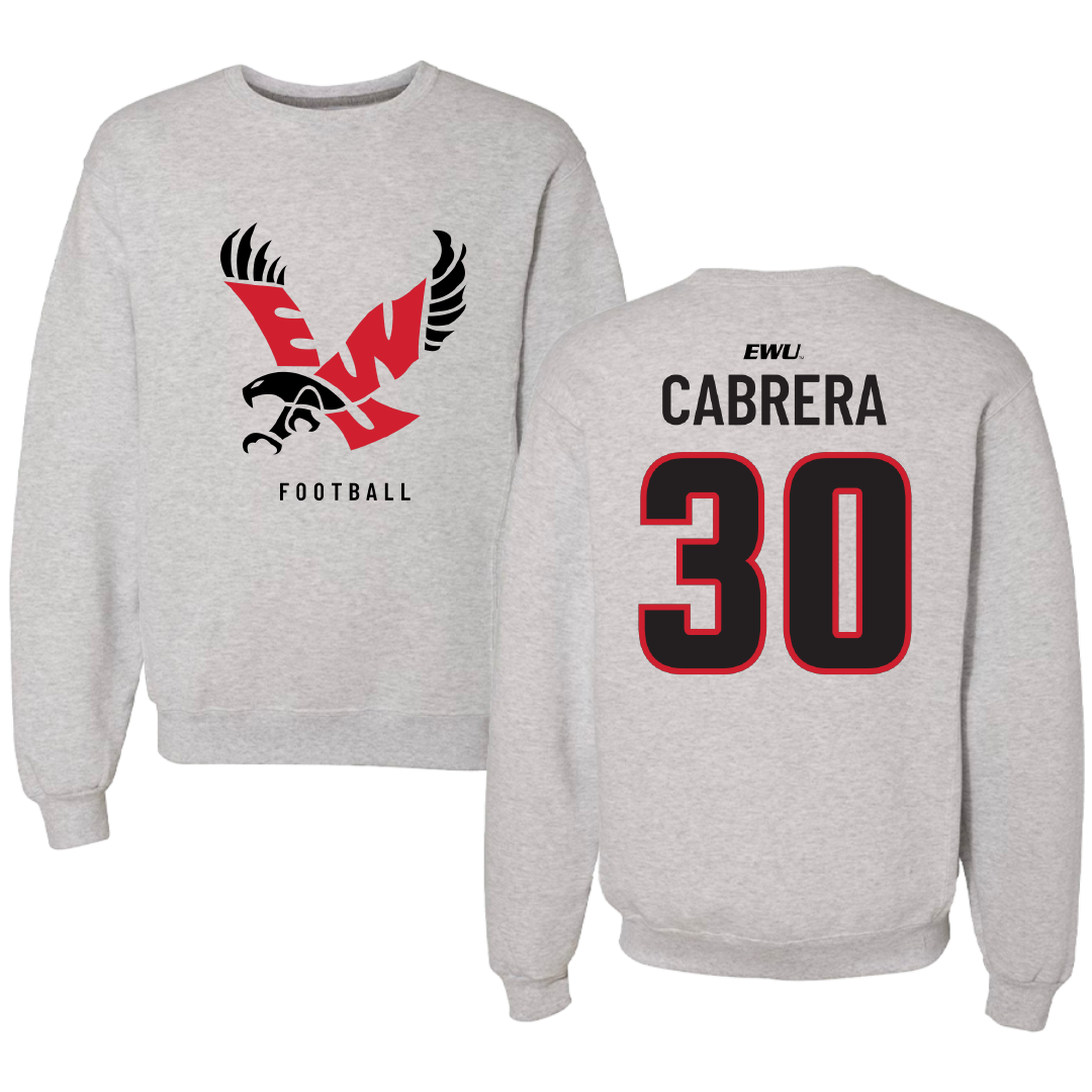 Eastern Washington University Football Gray Crewneck - #30 David Cabrera