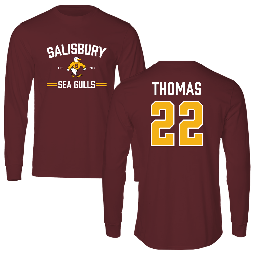 Salisbury University Basketball Maroon General Performance Long Sleeve - #22 Calvin Thomas