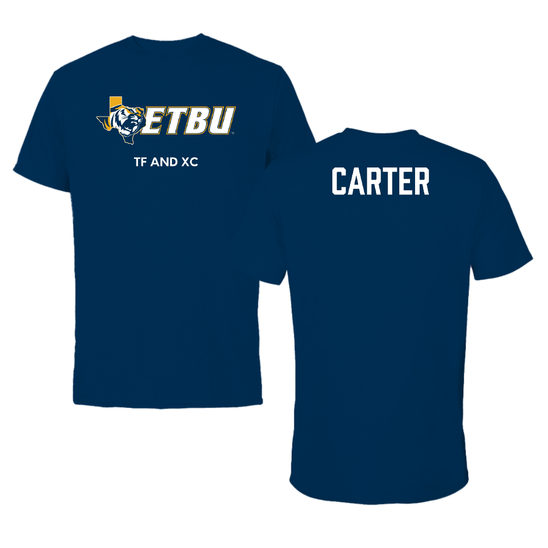 East Texas Baptist University TF and XC Navy Performance Tee - Noah Carter
