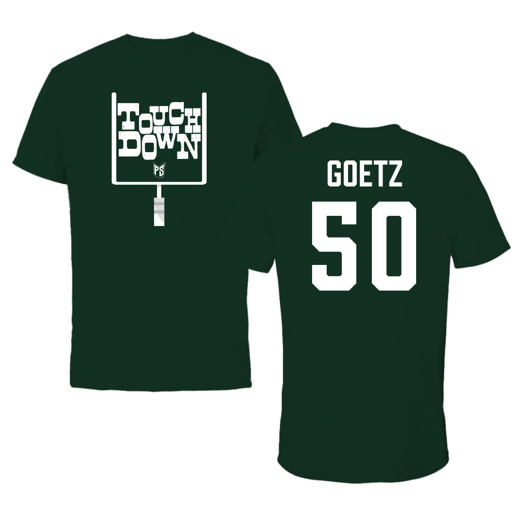 Portland State University Football Forest Green Touchdown Tee - #50 Austin Goetz
