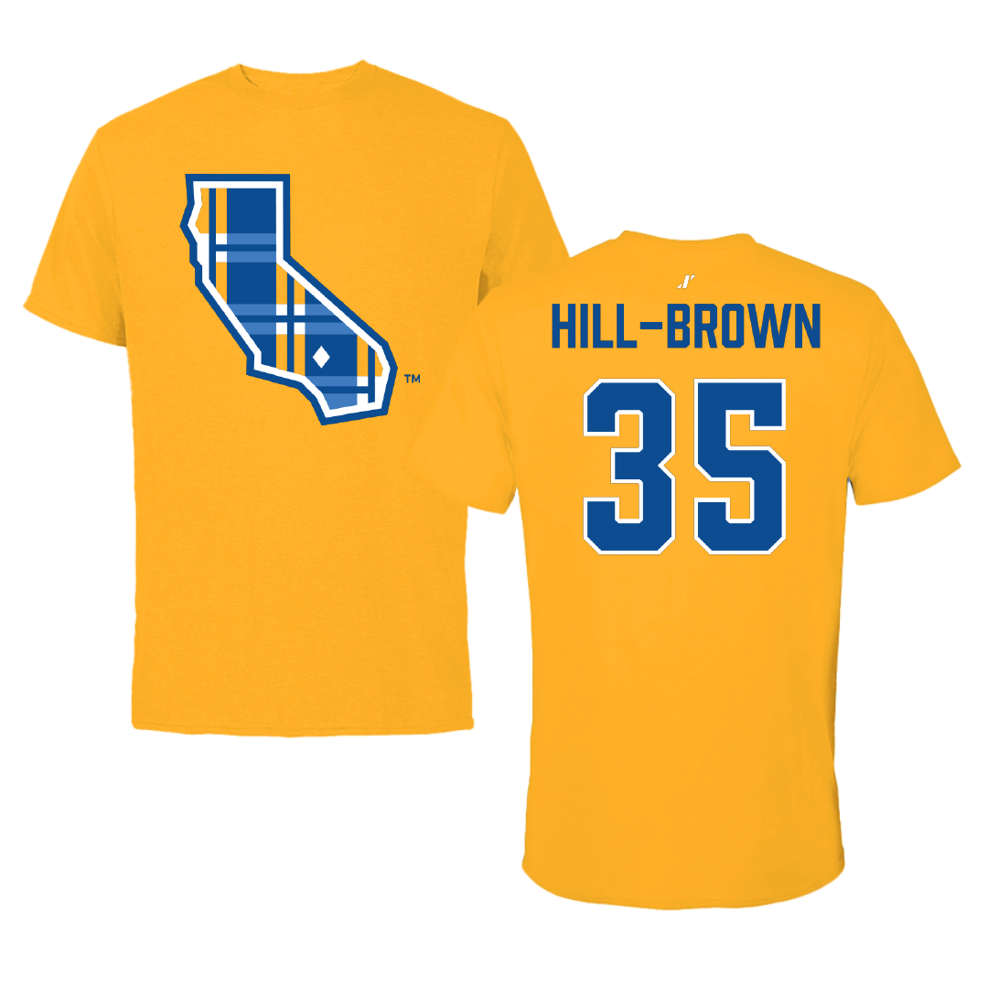 University of California-Riverside Basketball Gold Tee - #35 Tiairra Hill-Brown