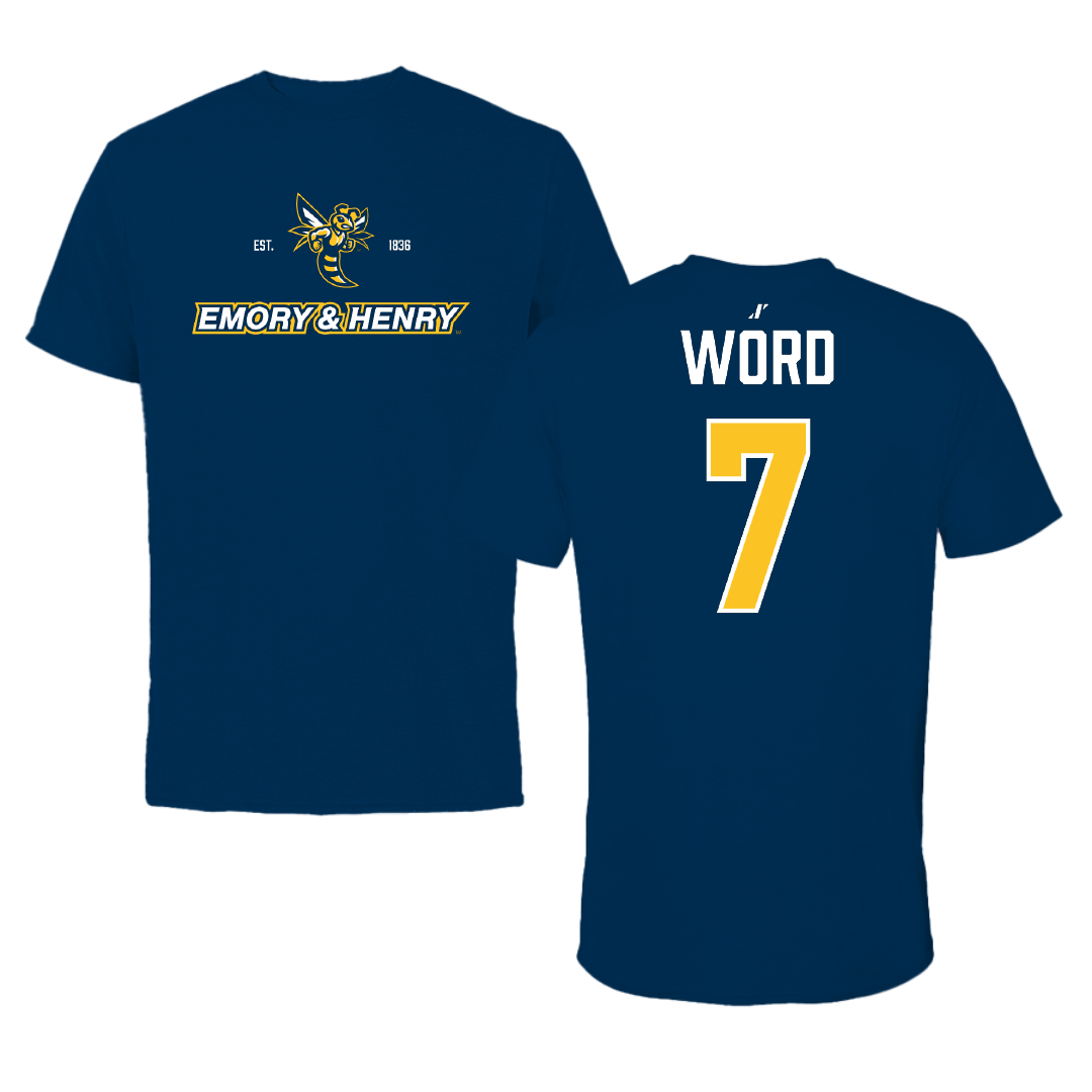 Emory & Henry College Baseball Navy General Performance Tee - #7 Hunter Word