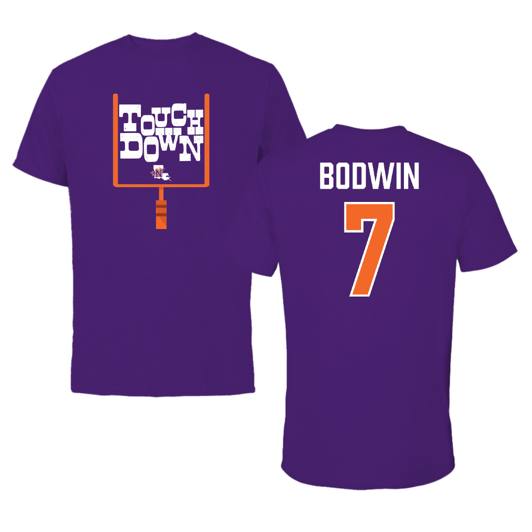 Northwestern State University Football Purple Touchdown Tee - #7 Jeremiah Bodwin