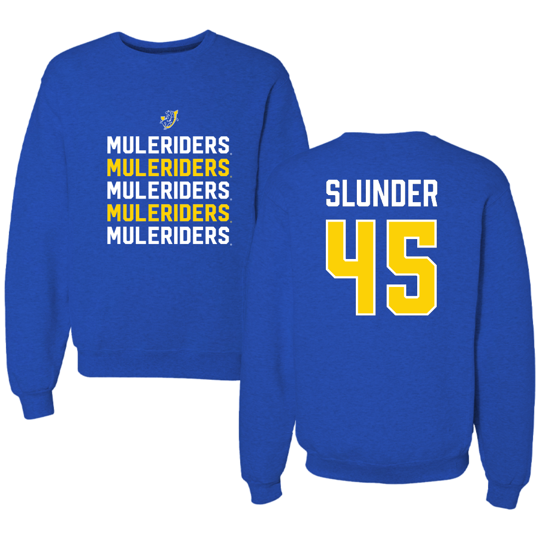 Southern Arkansas University Baseball Blue General Crewneck - #45 Ryan Slunder