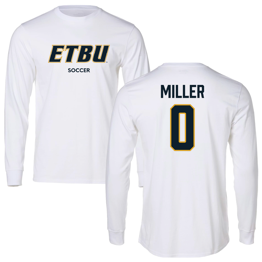 East Texas Baptist University Soccer (W) White Long Sleeve - #0 Madelynne Miller