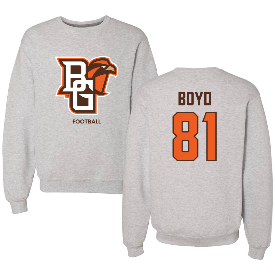 Bowling Green State University Football Light Gray Crewneck - #81 Elijah Boyd