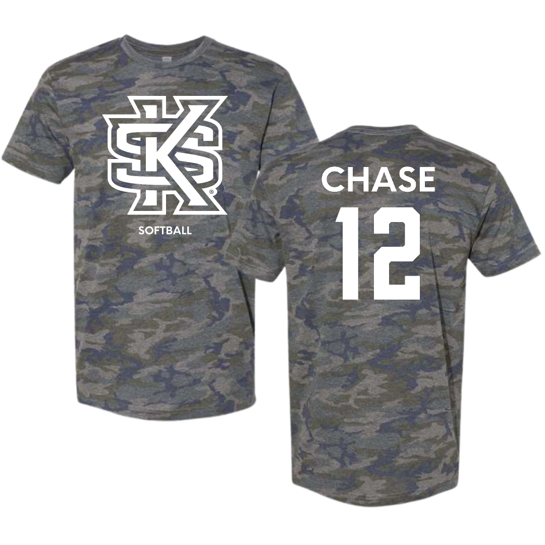 Kennesaw State University Softball Vintage Camo Tee - #12 Jenna Chase