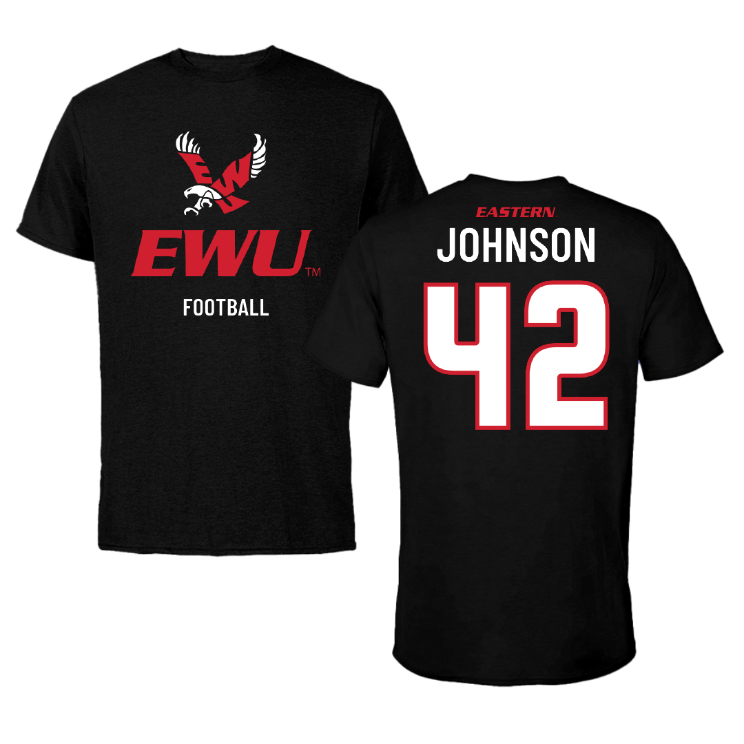 Eastern Washington University Football Black EWU Tee - #42 Ryan Johnson
