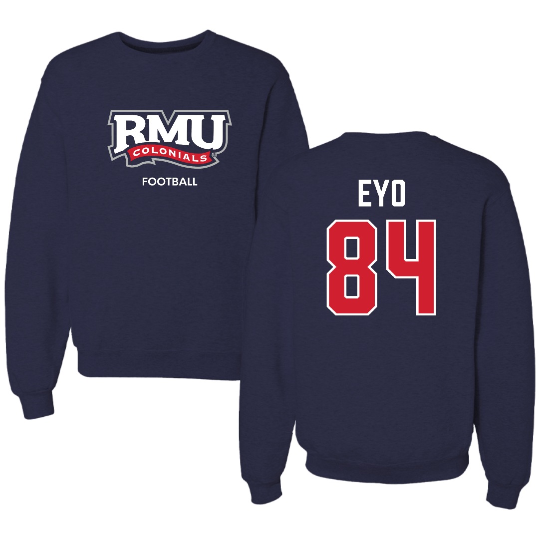Robert Morris University Football Navy RMU Crewneck - #84 Domonic Eyo
