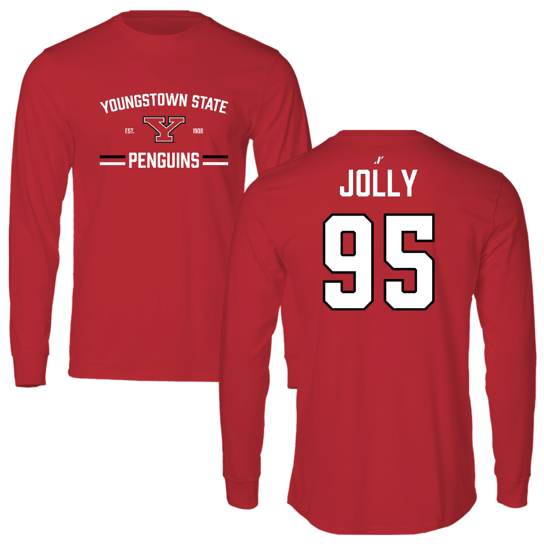 Youngstown State University Football Red General Long Sleeve - #95 Thomas Jolly