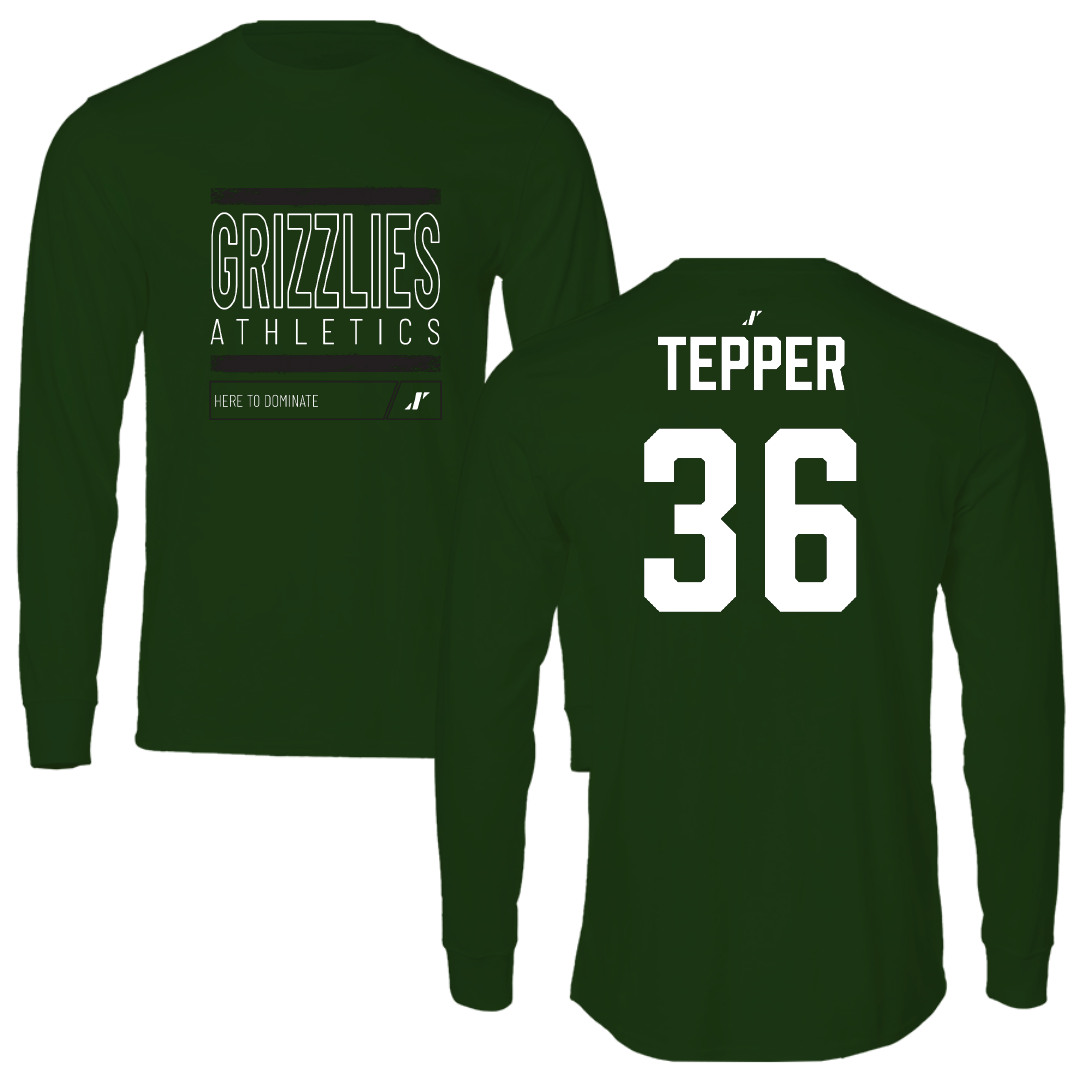 Adams State University Lacrosse Forest Green Dominate Performance Long Sleeve - #36 Nolan Tepper