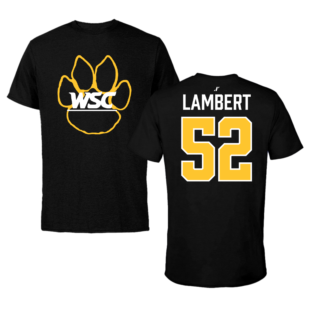 Wayne State College (Nebraska) Football Black Performance Tee - #52 Luke Lambert