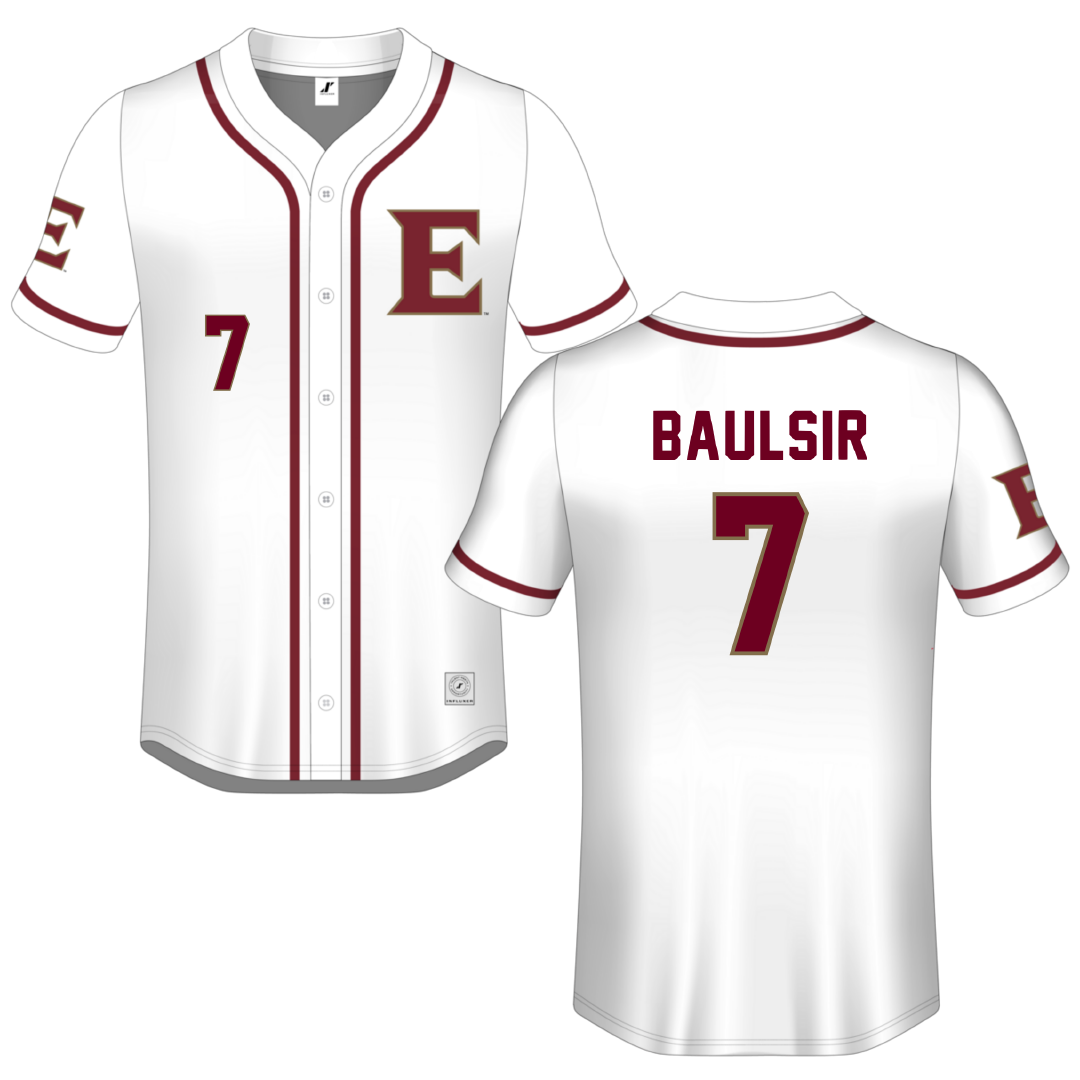 Elon University White Button-Down Jersey - #7 Teagan Baulsir