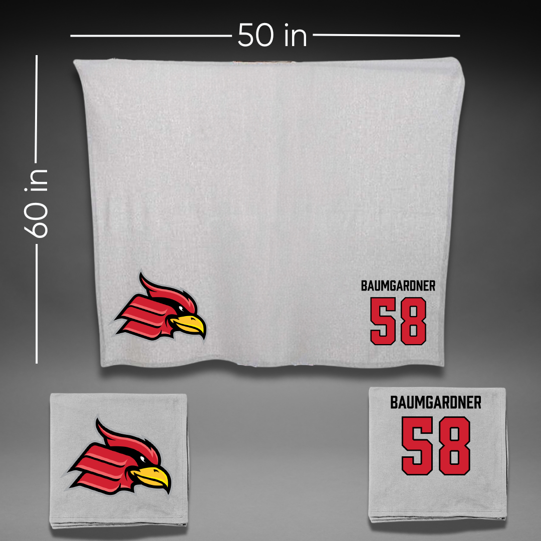 Wheeling University Football Gray Blanket - #58 Mason Baumgardner