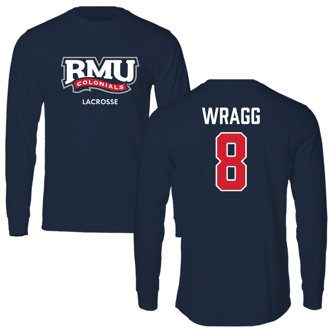 Robert Morris University Lacrosse (M) Navy RMU Long Sleeve - #8 Dylan Wragg