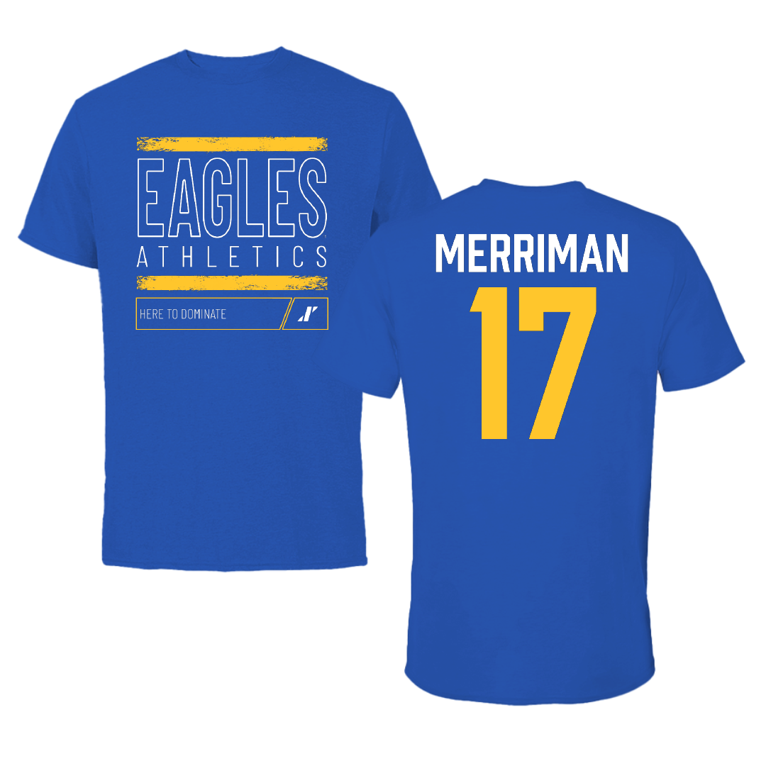 Williams Baptist University Baseball Blue Dominate Tee - #17 Tyler Merriman