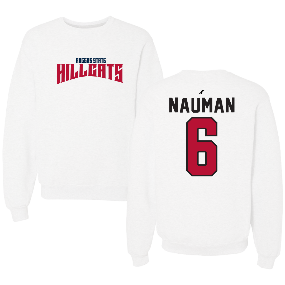 Rogers State University Softball White Classic Crewneck - #6 Brooke Nauman