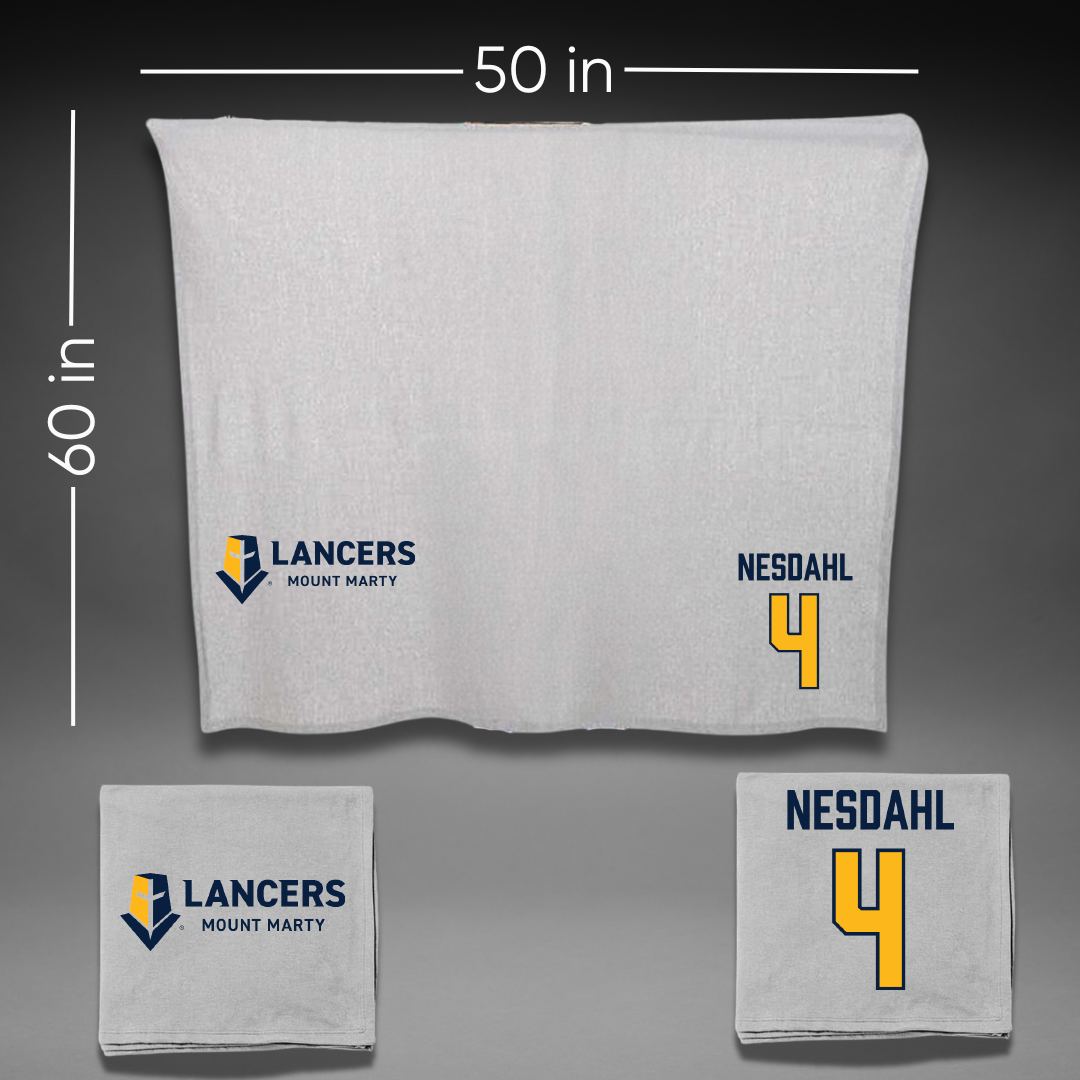 Mount Marty University Volleyball Gray Blanket - #4 Grace Nesdahl