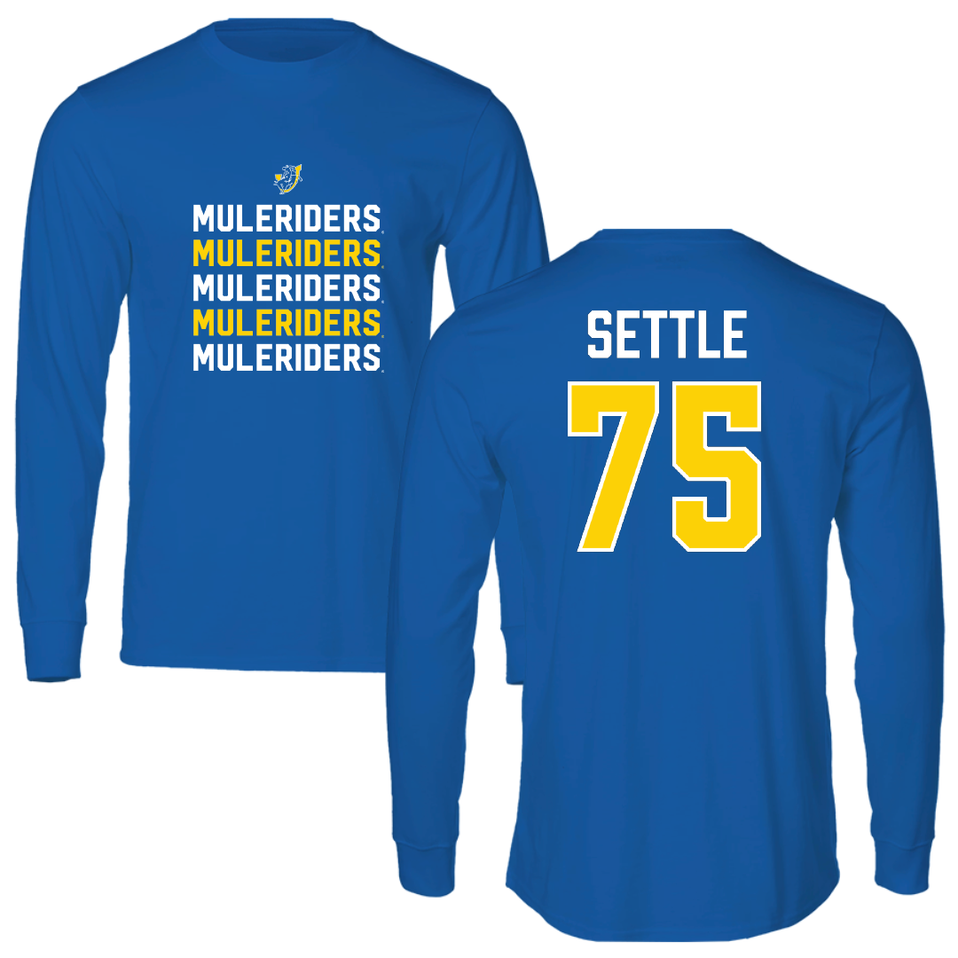Southern Arkansas University Football Blue General Long Sleeve - #75 Tate Settle