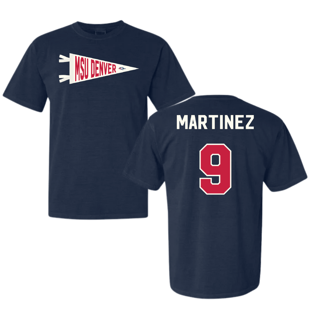 Metropolitan State University of Denver Baseball Navy Pennant Comfort Colors Tee - #9 Alek Martinez