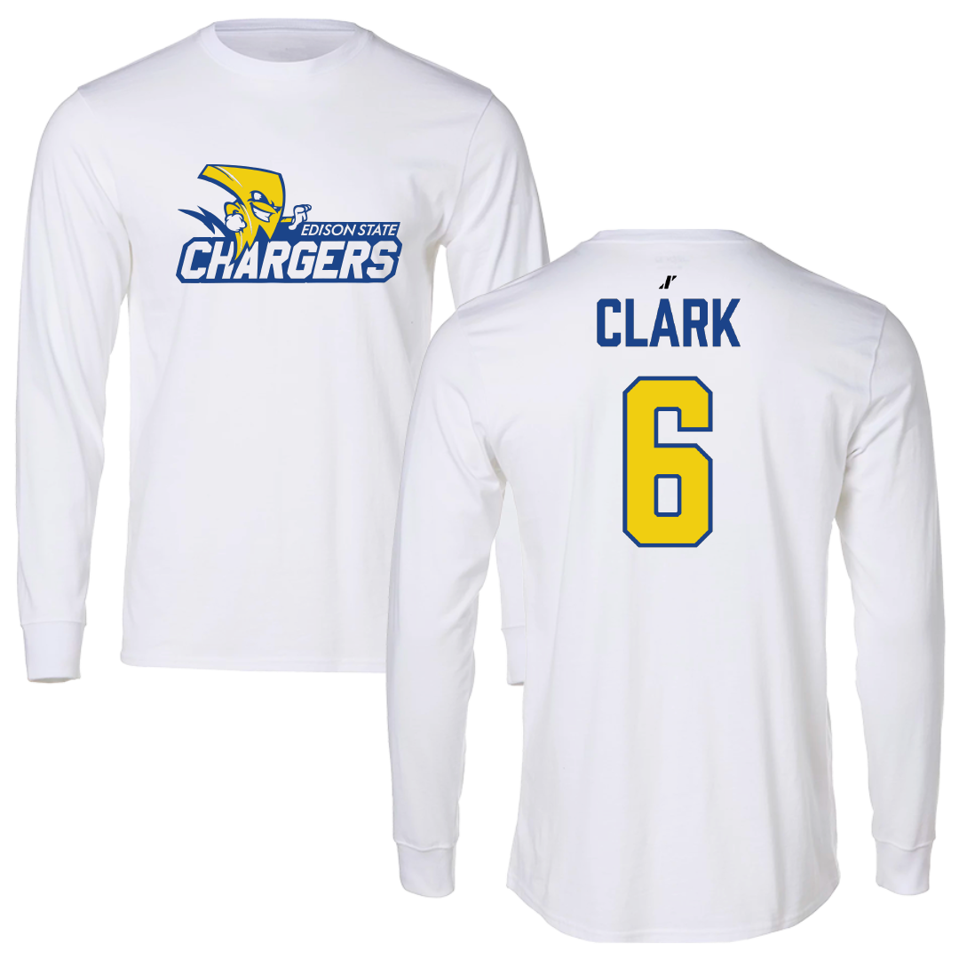 Edison State Community College Baseball White Long Sleeve - #6 Jackson Clark