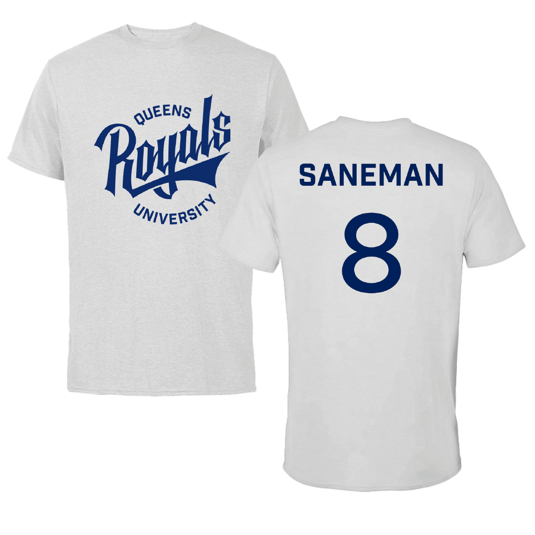 Queens University of Charlotte Lacrosse Gray Performance Tee - #8 Mackenzie Saneman