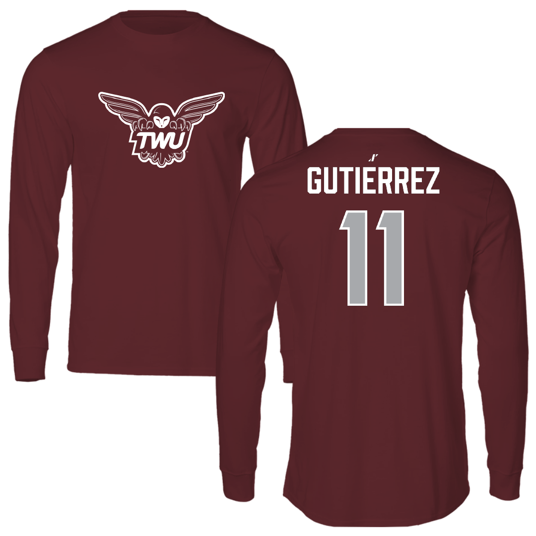 Texas Woman's University Soccer Maroon Long Sleeve - #11 Giselle Gutierrez